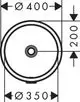 Runder Waschtisch in Weiß ohne Hahnloch, mit einem Durchmesser von 400 mm und einer Höhe von 200 mm. Von der Marke Hansgrohe.